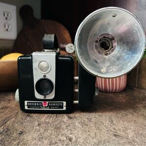 Kodak Brownie Hawkeye Flash Camera - Black and Silver